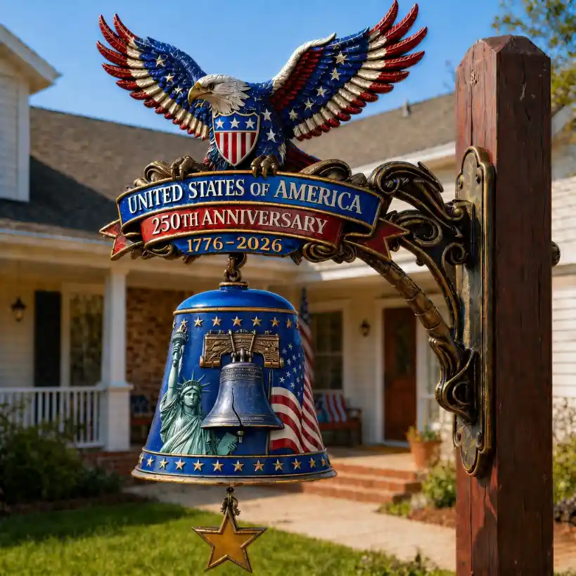 United States 250th Anniversary Eagle Wall Bell Patriotic Porch Decor